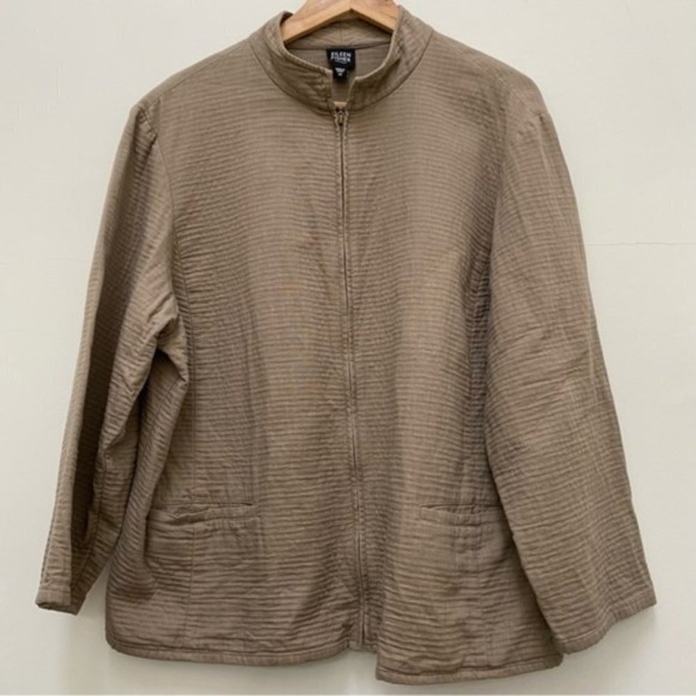 Eileen Fisher 100%‎ Cotton Full Zip Jacket Women Size 1X